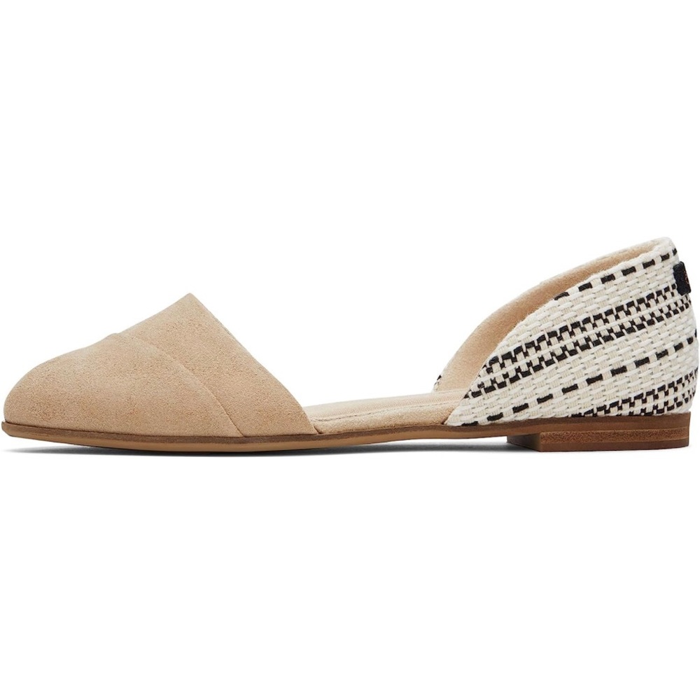 Toms Jutti D'Orsay Beige Suede & Textile Pointed Toe Flats